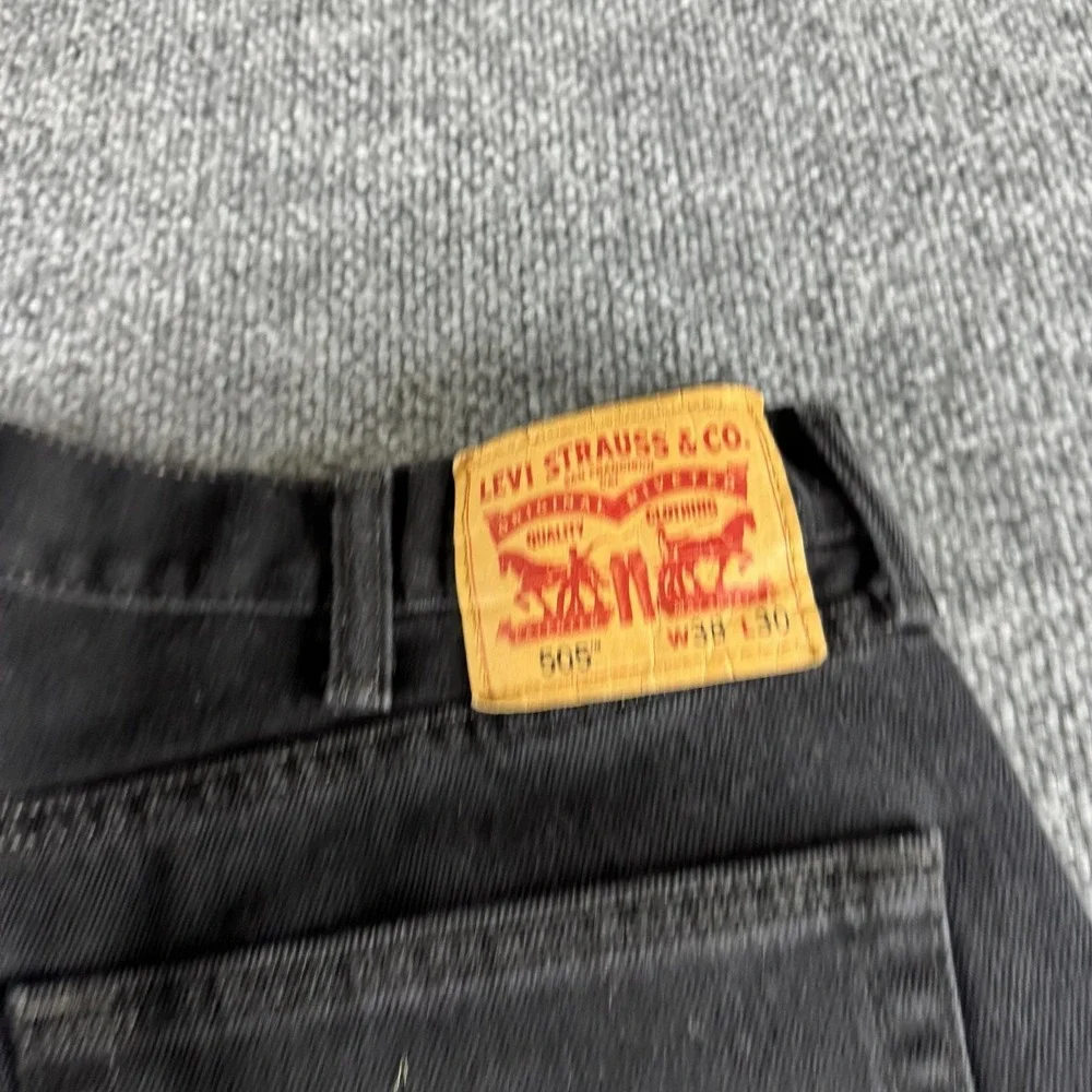 Levis 505 Jeans Mens 38x30 Black Regular Straight Denim Pants Five Pocket Cotton